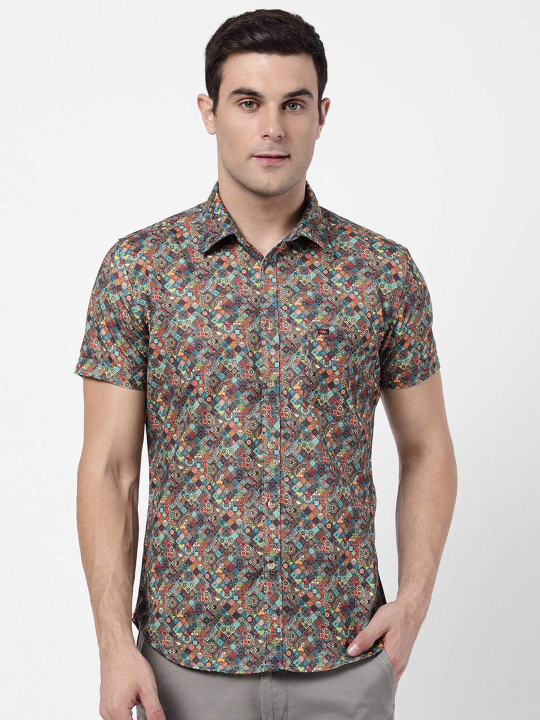 

AD By Arvind Men Multicoloured Slim Fit Printed Casual Shirt, Multi