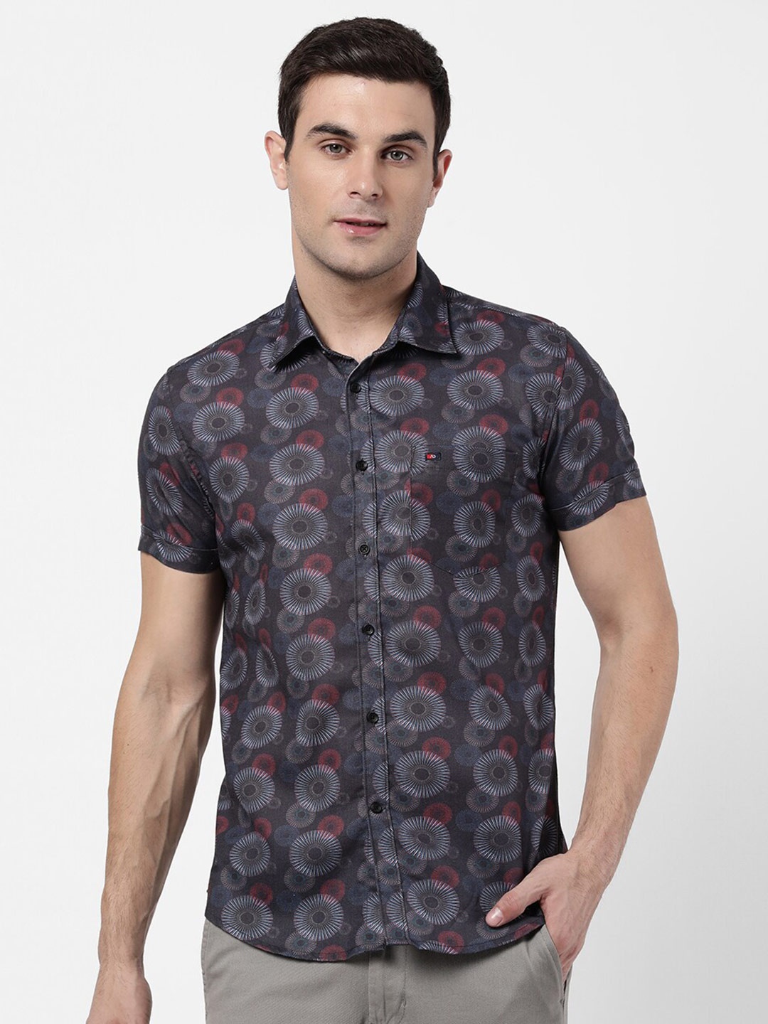 

AD By Arvind Men Black Slim Fit Printed Casual Shirt