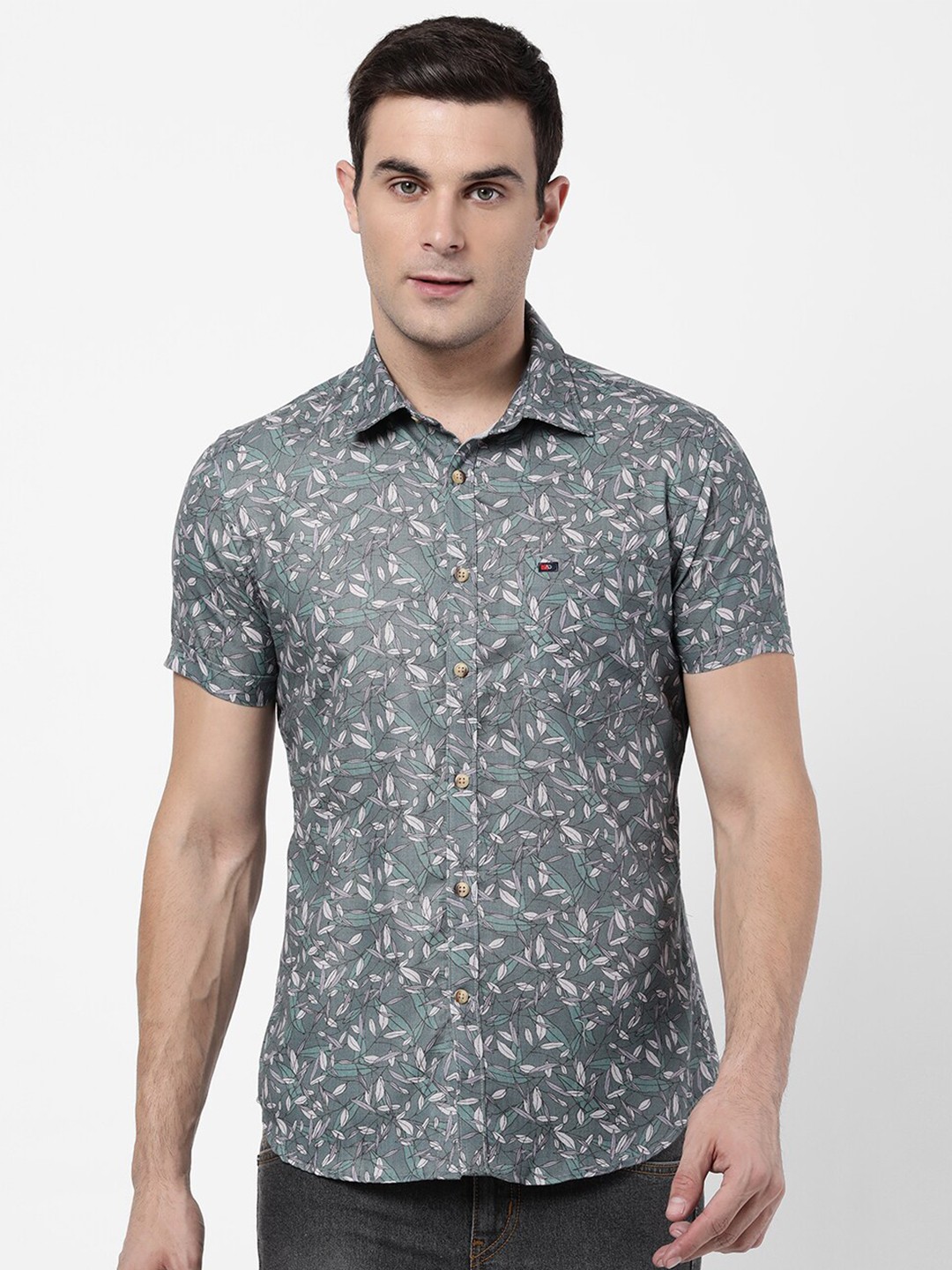 

AD By Arvind Men Green Slim Fit Printed Casual Shirt