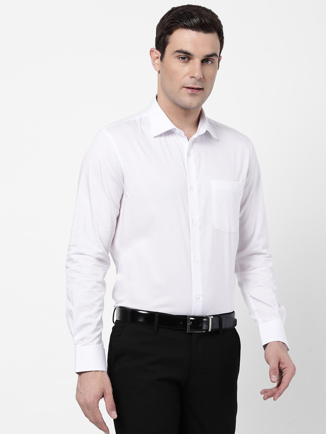 

AD By Arvind Men White Cutaway Collar Solid Formal Shirt