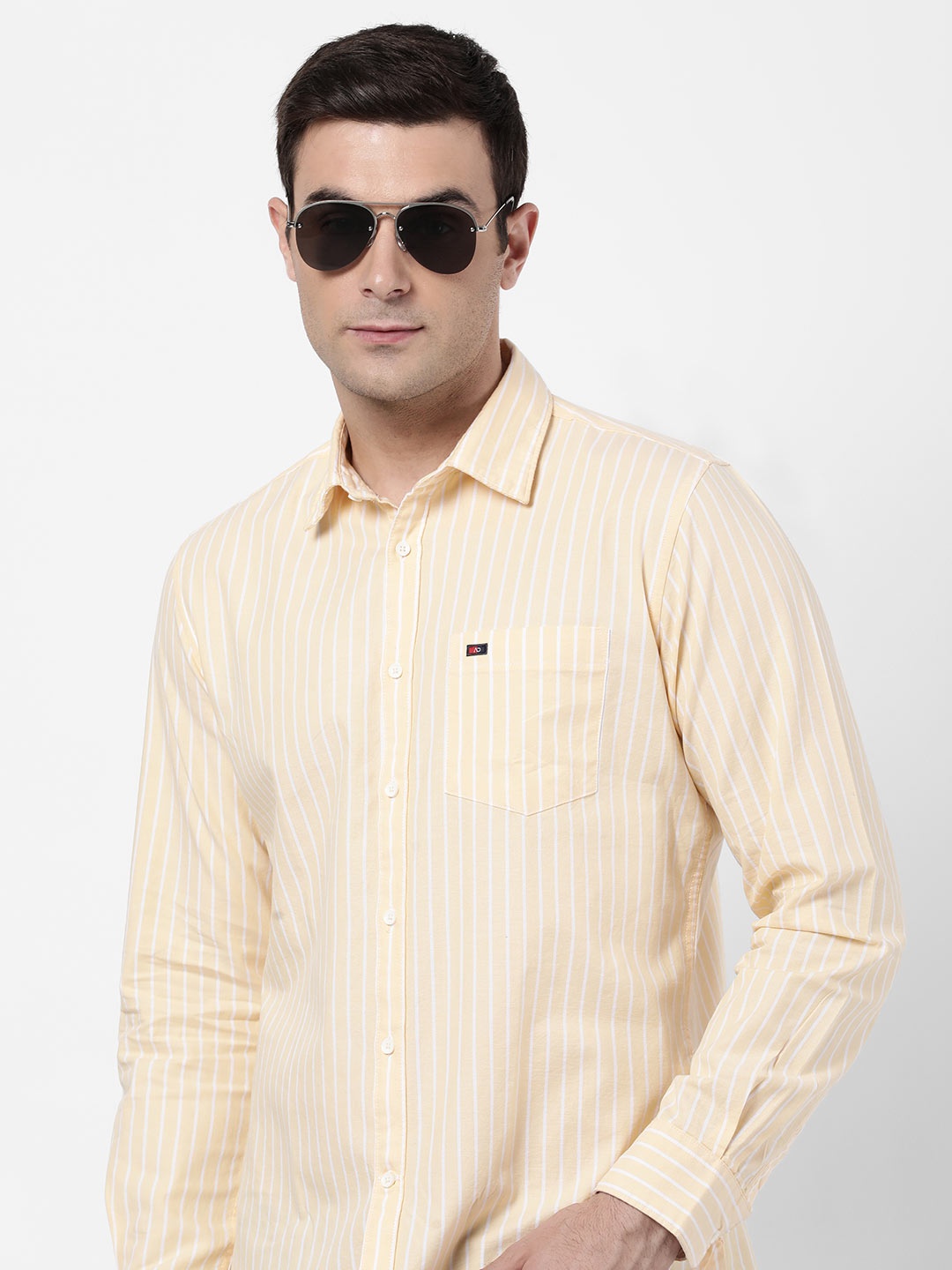 

AD By Arvind Men Yellow Slim Fit Striped Casual Shirt