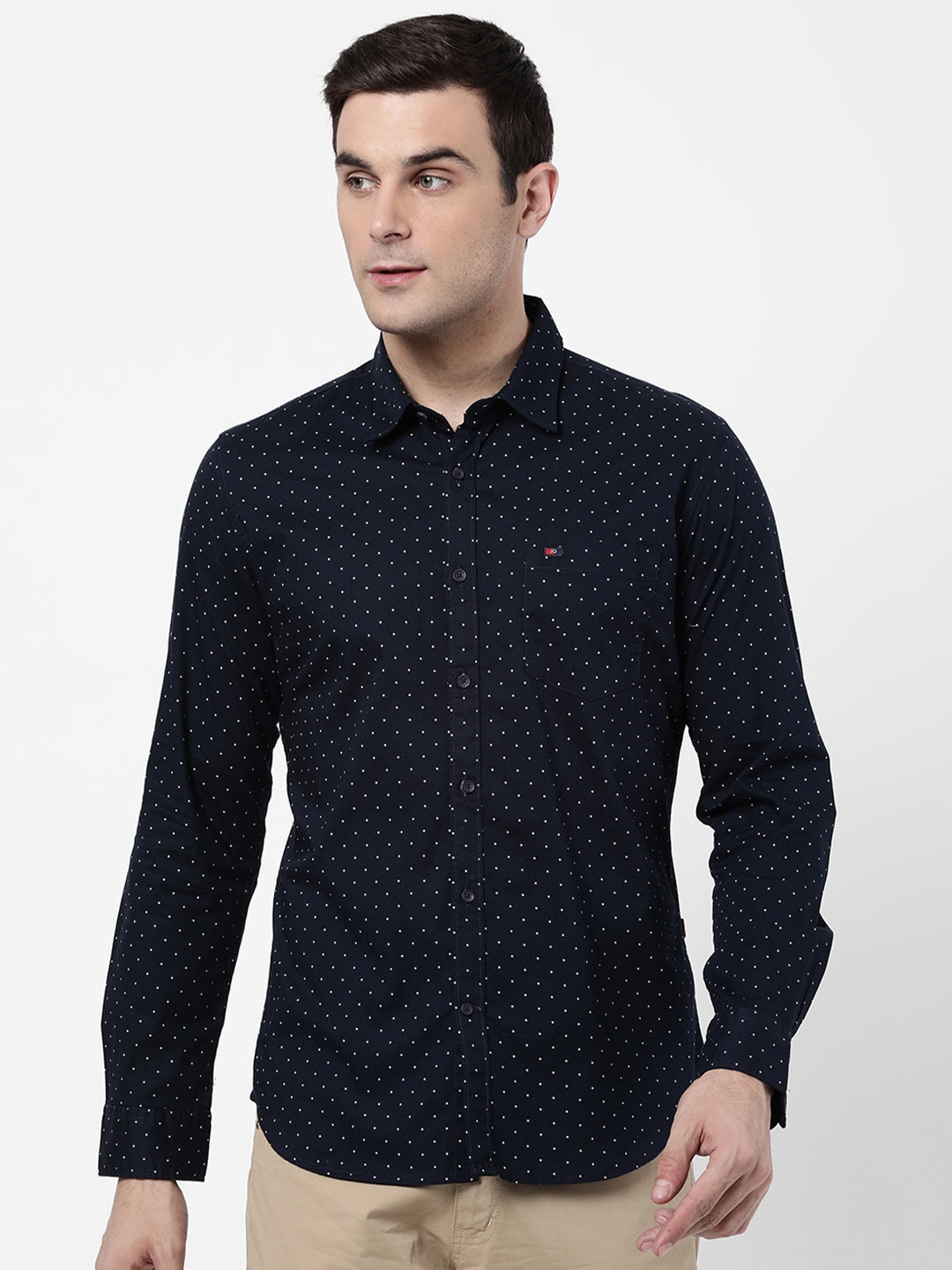 

AD By Arvind Men Navy Blue Slim Fit Printed Casual Shirt