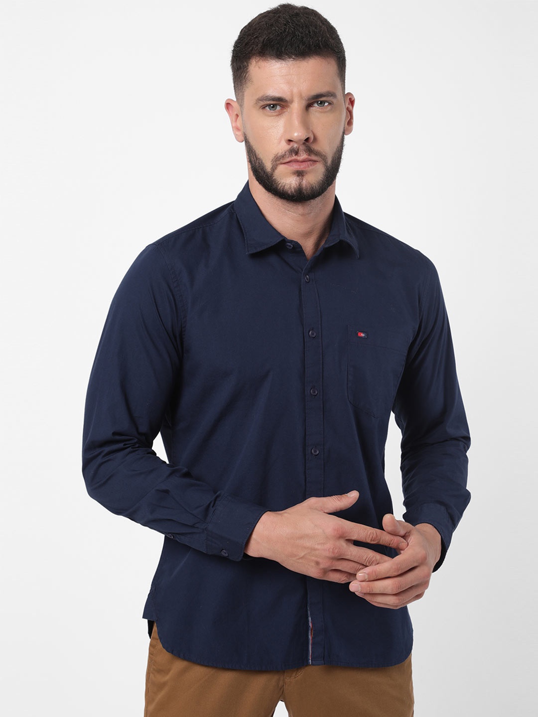 

AD By Arvind Men Navy Blue Slim Fit Casual Shirt