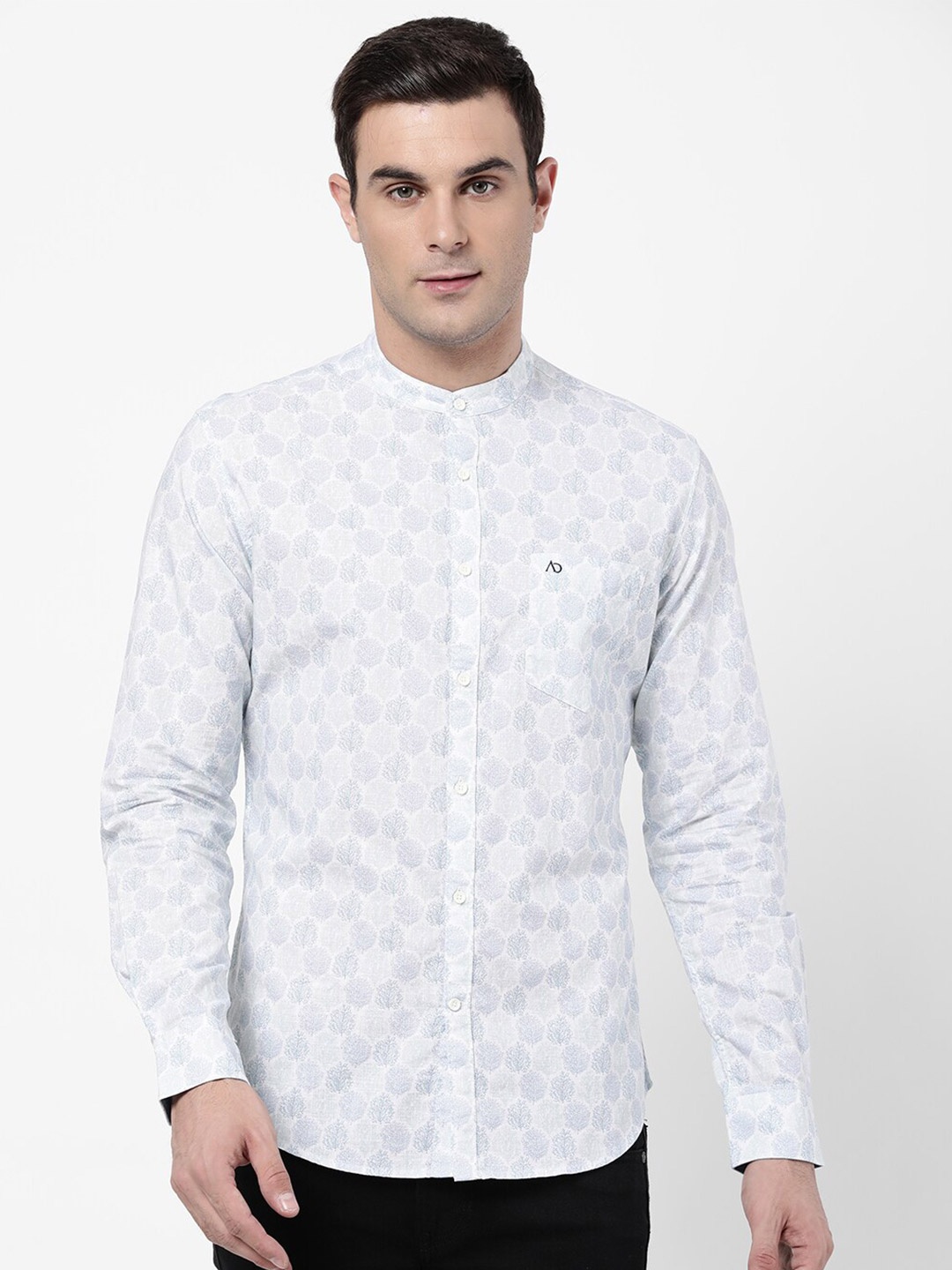 

AD By Arvind Men White Slim Fit Floral Printed Pure Cotton Casual Shirt