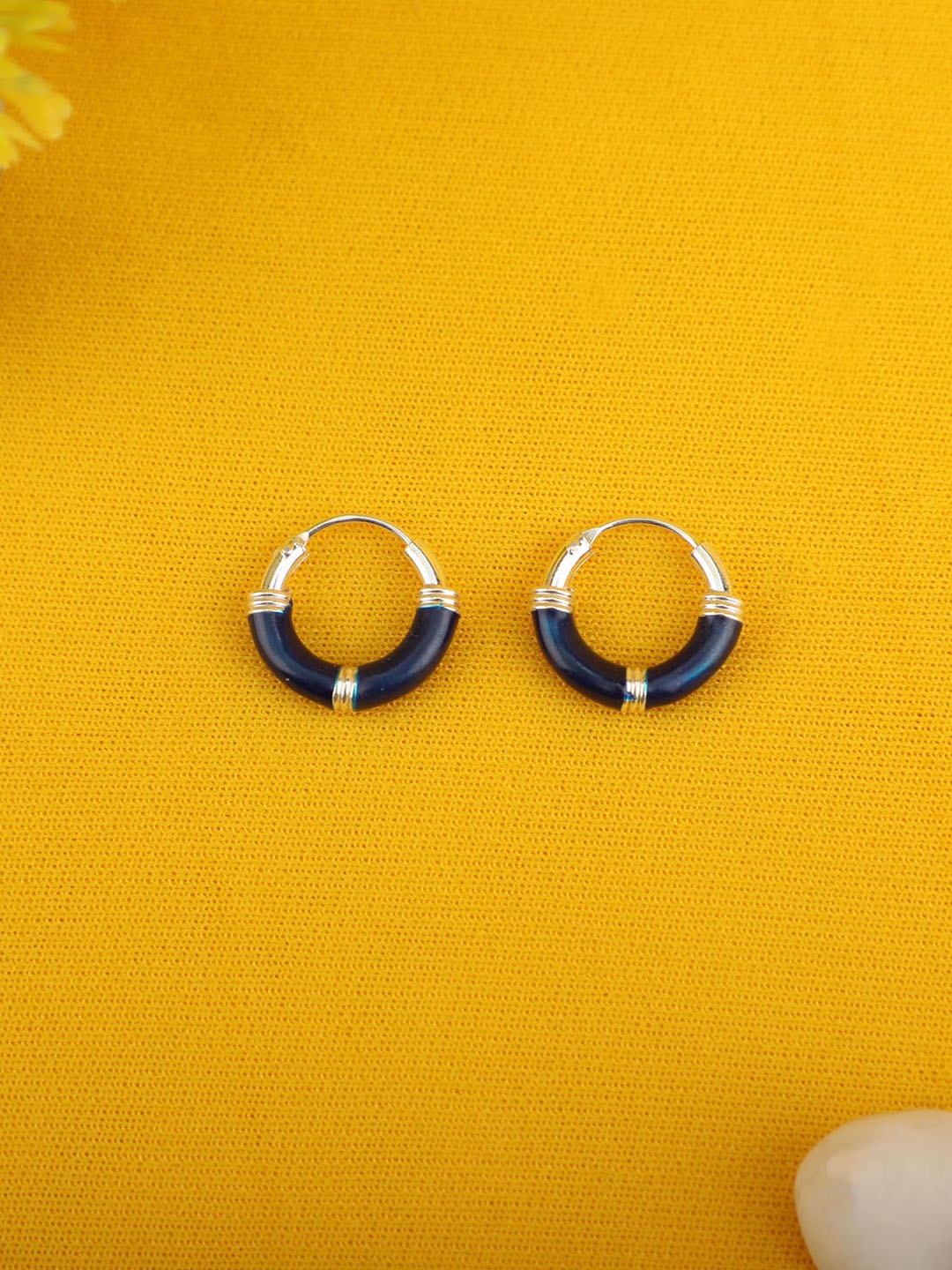 

Arte Jewels Blue Silver-Plated Circular Hoop Earrings