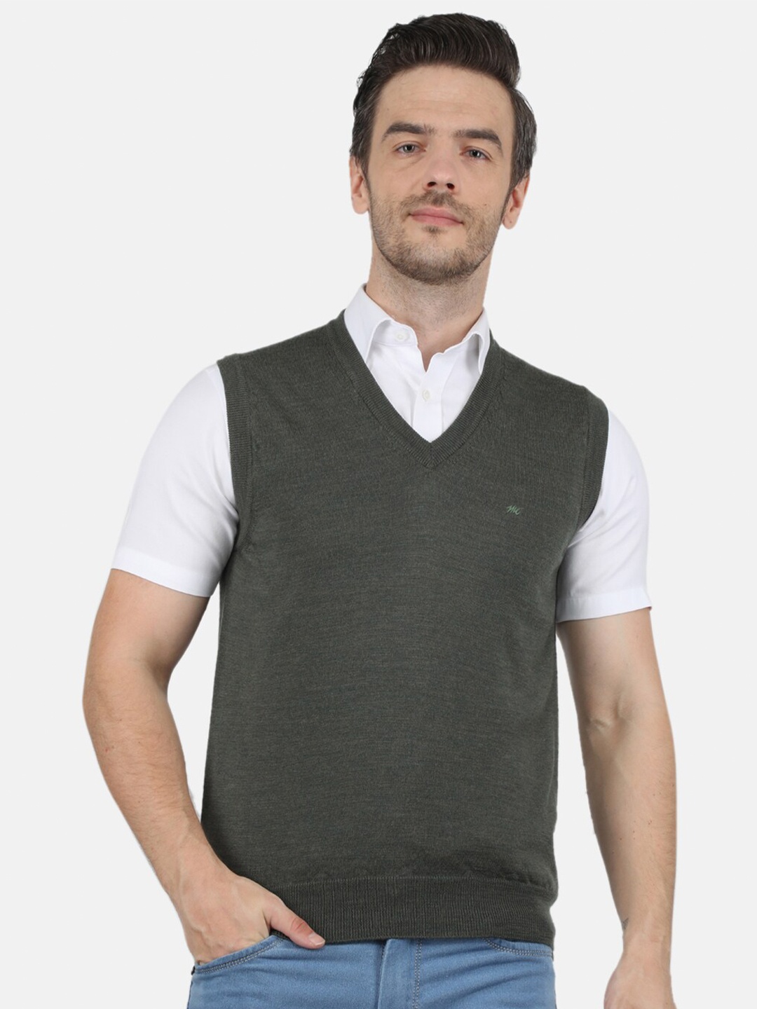 

Monte Carlo Men Olive Green Sweater Vest