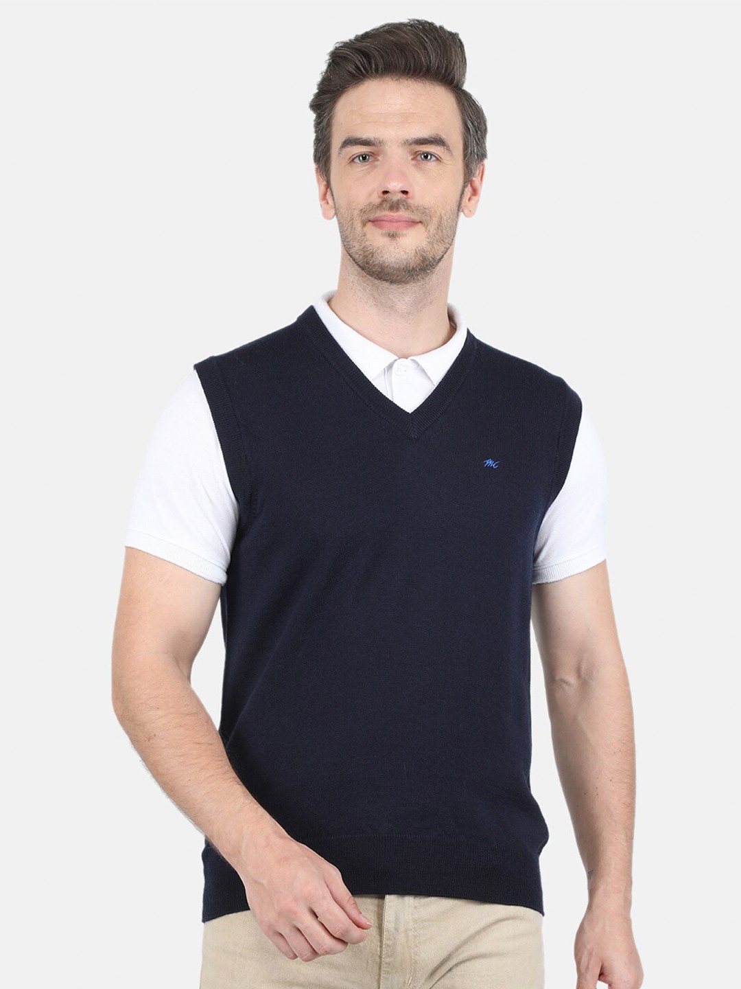 

Monte Carlo Plus Size Men Navy Blue Solid Sweater Vest