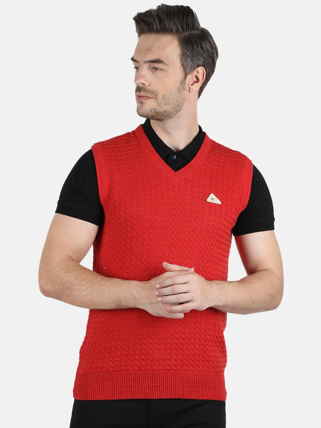 

Monte Carlo Men Red Cable Knit Sweater Vest