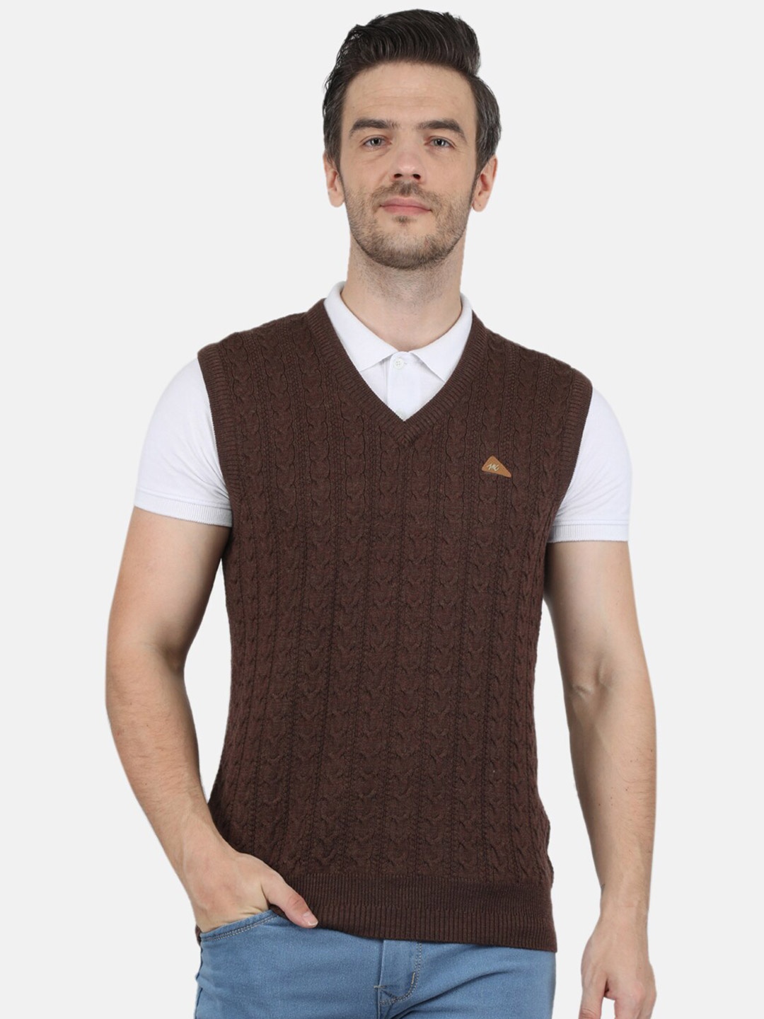 

Monte Carlo Men Brown Cable Knit Sweater Vest