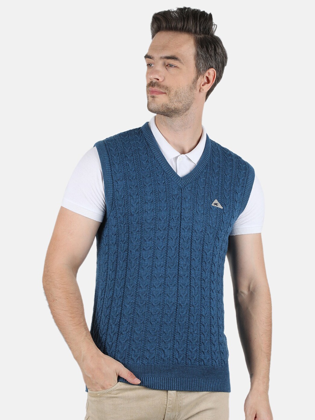 

Monte Carlo Men Blue Cable Knit Sweater Vest