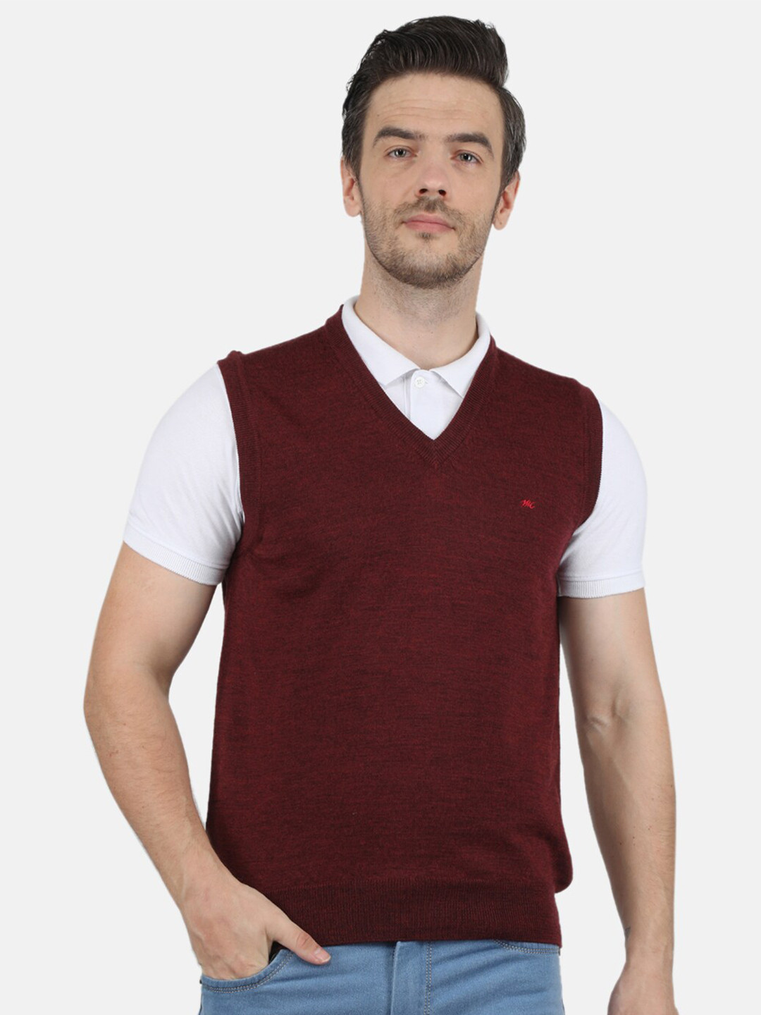 

Monte Carlo Men Maroon Sweater Vest