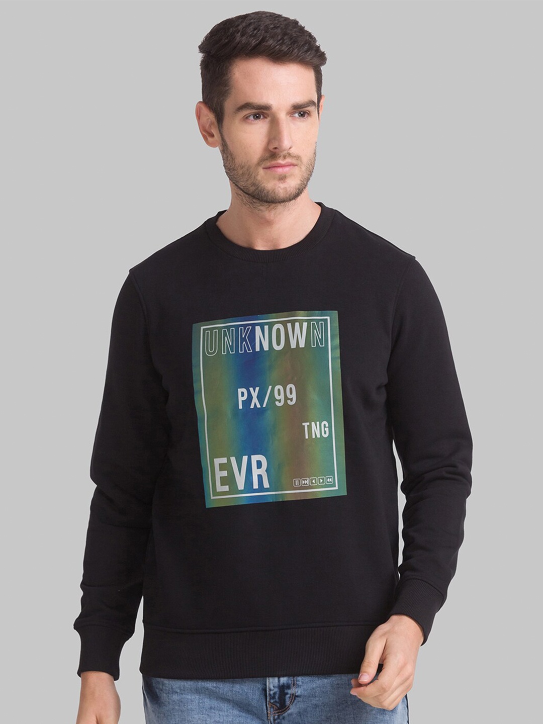 

Parx Men Black Printed Sweatshirt