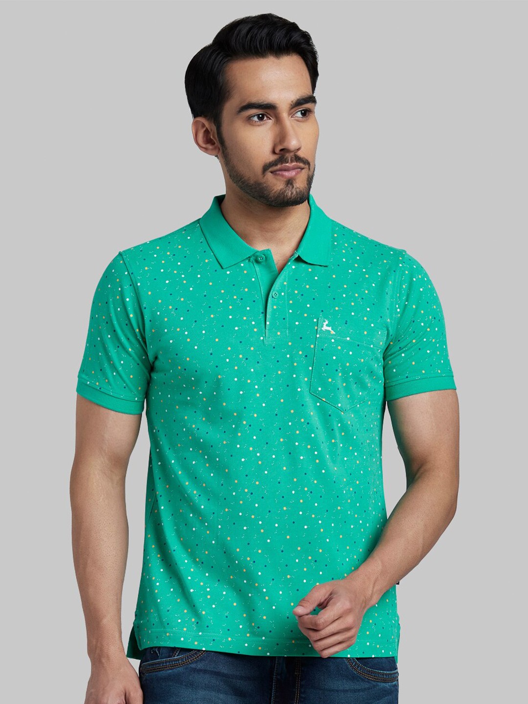 

Parx Men Green Polo Collar T-shirt