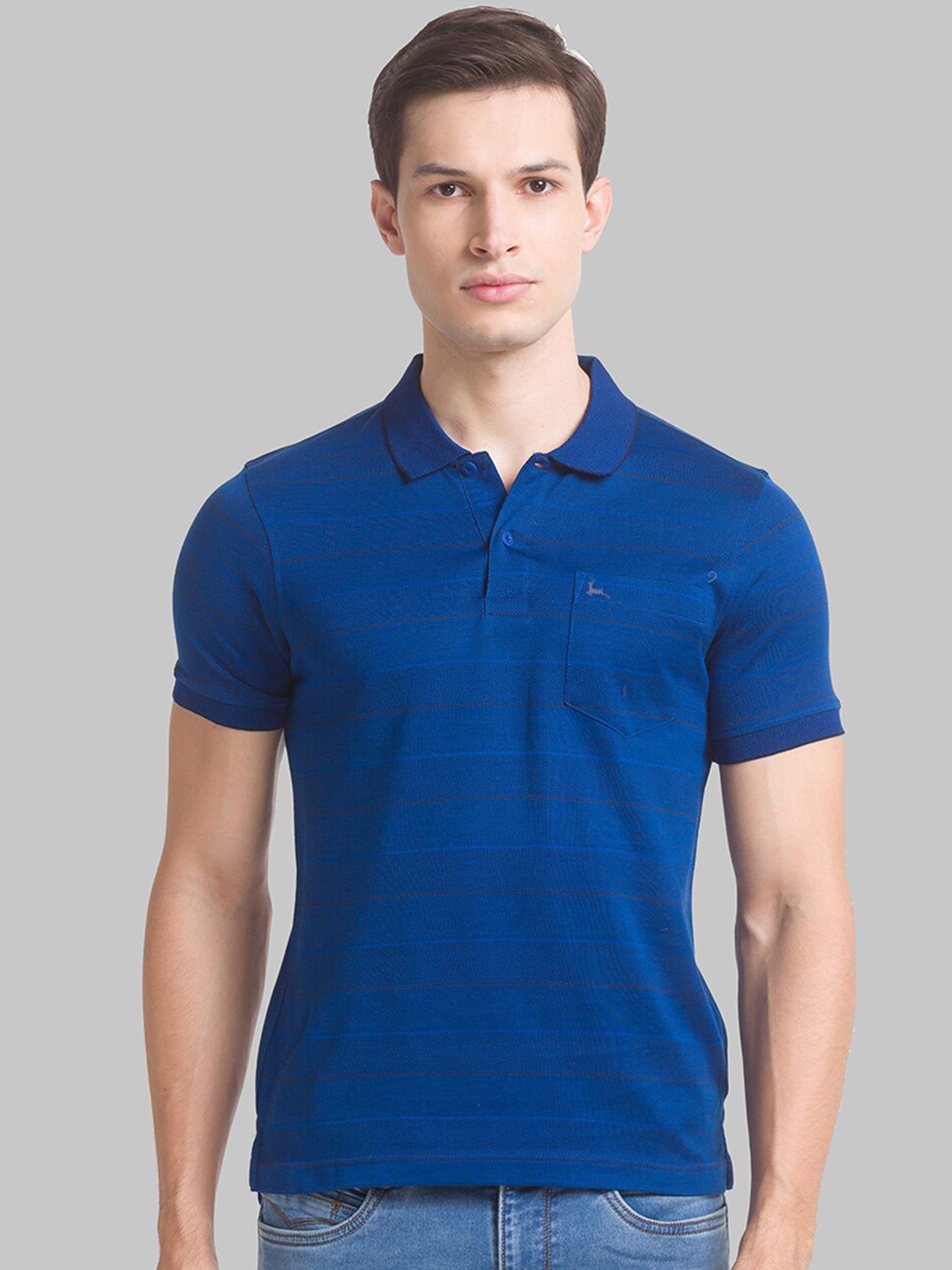 

Parx Men Blue Polo Collar T-shirt