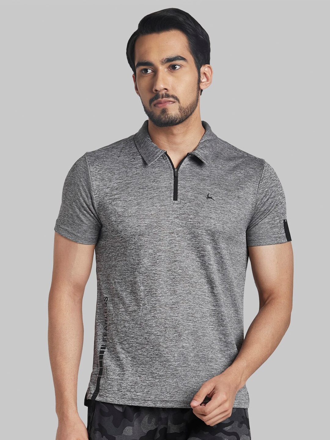 

Parx Men Grey Polo Collar T-shirt