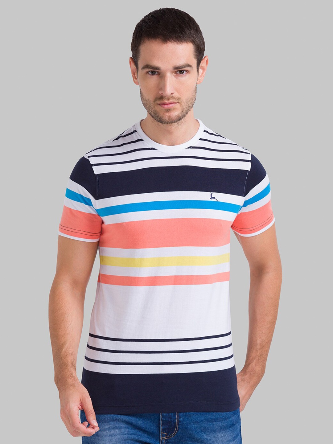 

Parx Men White Striped T-shirt