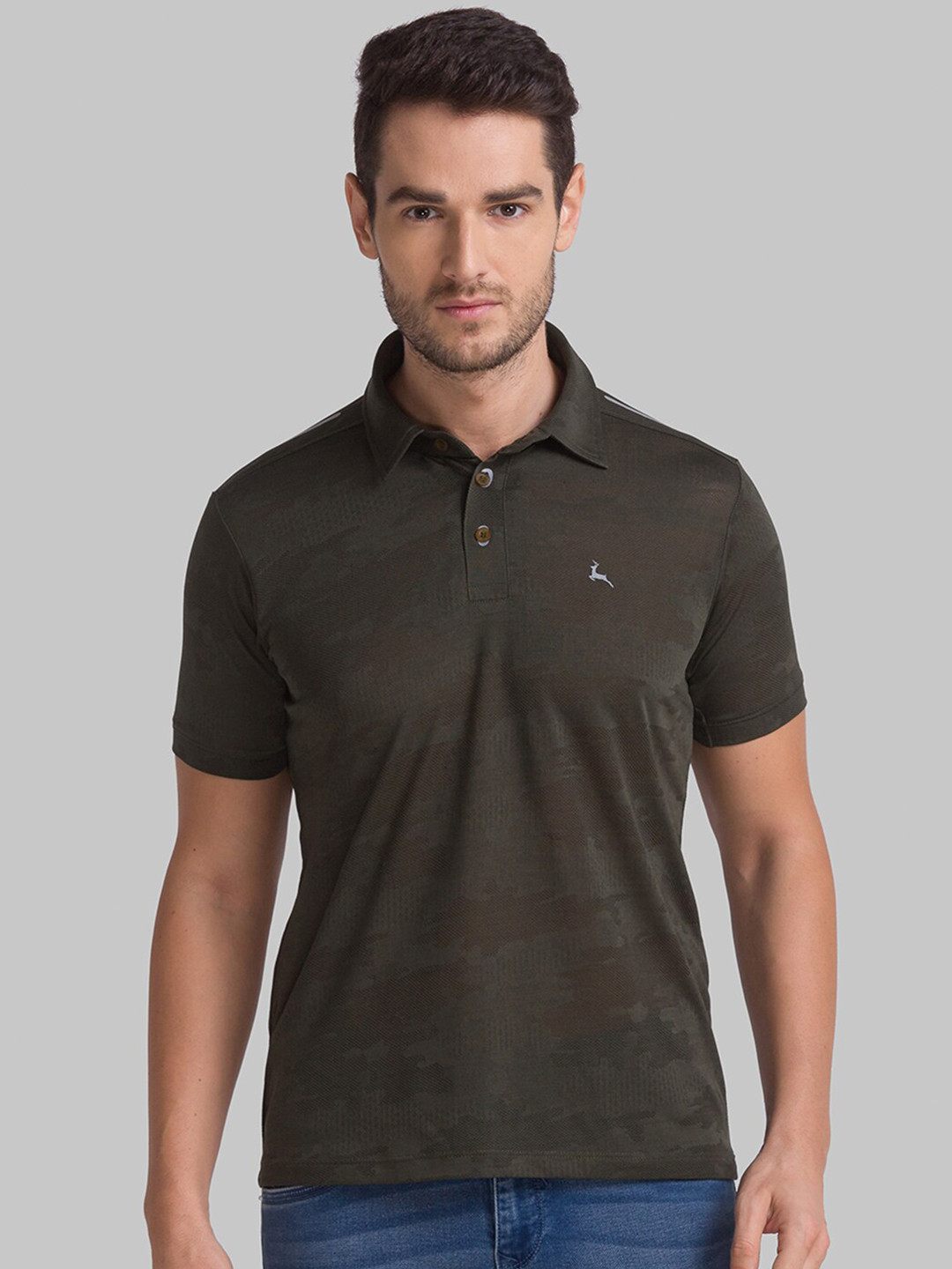 

Parx Men Green Colourblocked Polo Collar T-shirt