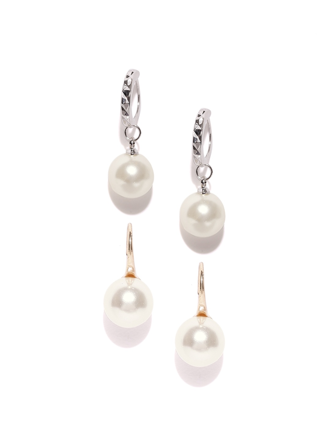 

OOMPH Set of 2 Beaded Drop Earrings, Off white