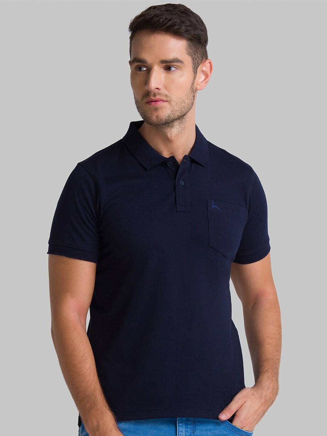 

Parx Men Blue Mandarin Collar T-shirt