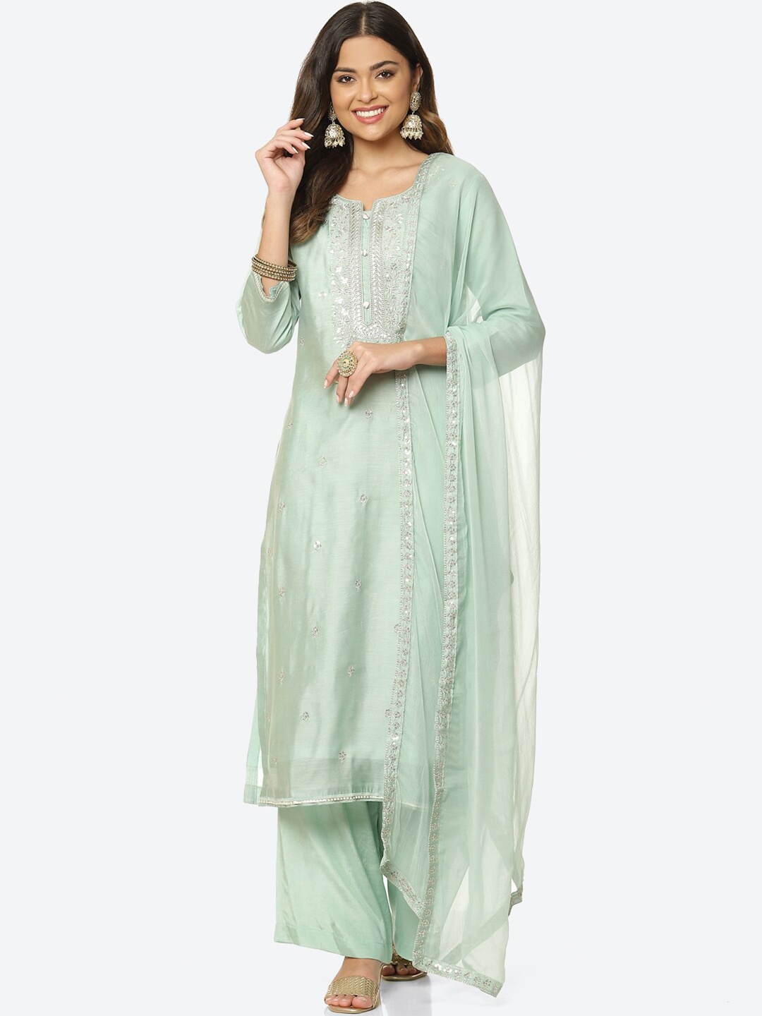 

Meena Bazaar Blue Embroidered Unstitched Dress Material