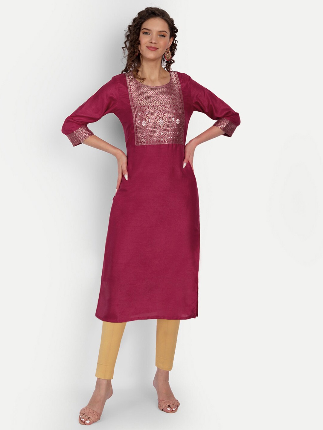 

Happy Design Maroon Woven Design Kurta