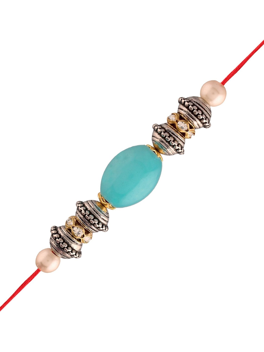 

I Jewels Gold-Plated Ethnic Designer Pearl Rakhi Bracelet, Multi