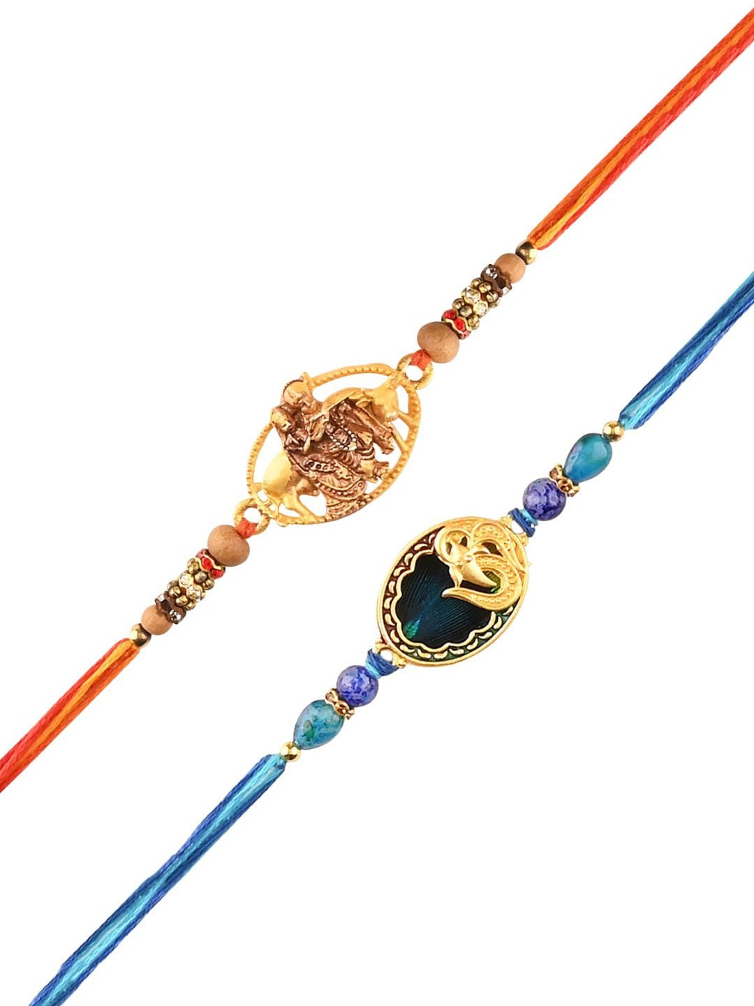 

Arendelle Men Set Of 2 Red & Blue-Coloured Peacock & Radha Krishna Rakhi