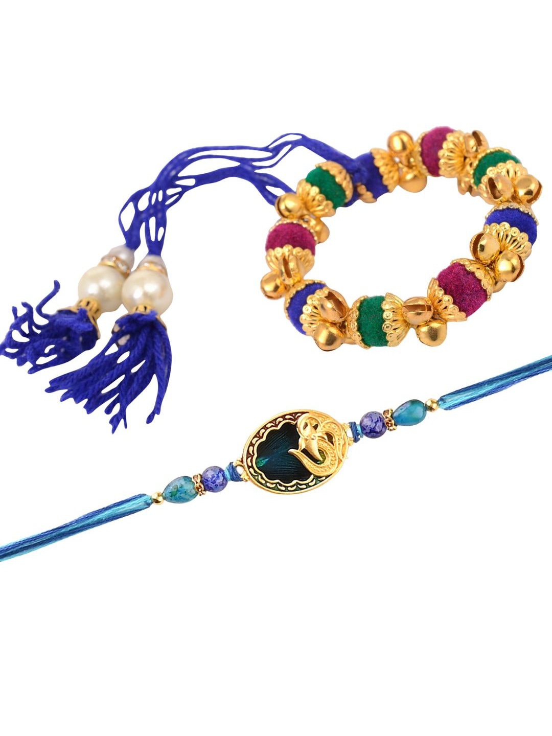 

Arendelle Men Multicolored Set of 2 Beaded Rakhi for Bhai & Bhabhi, Multi