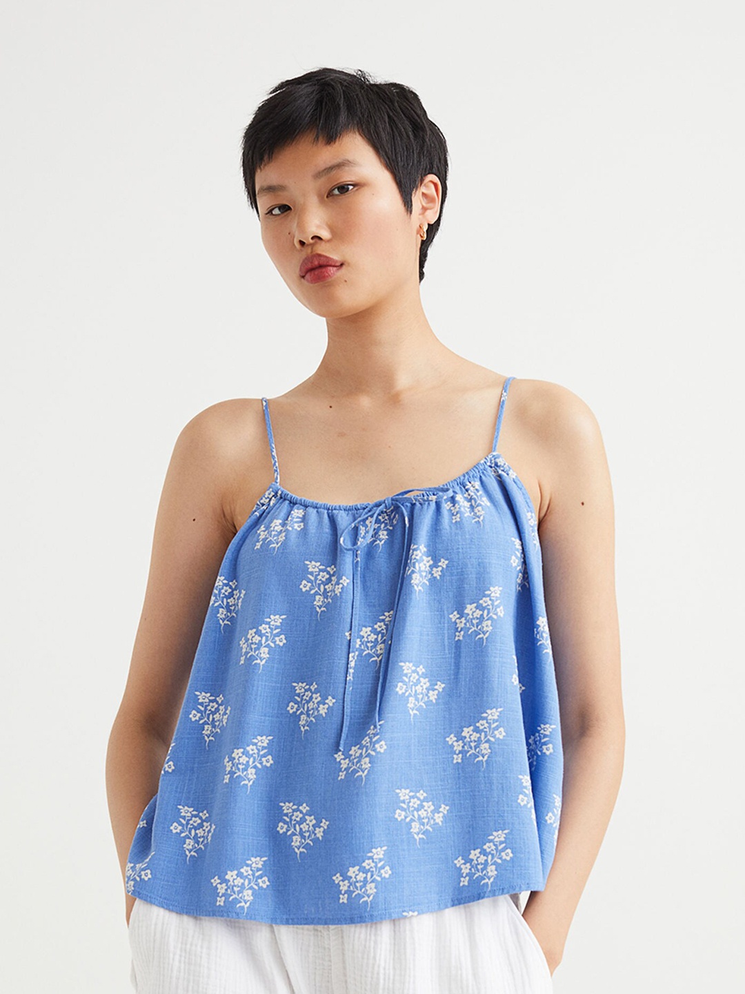

H&M Blue & White Bow-Detail Strappy Top