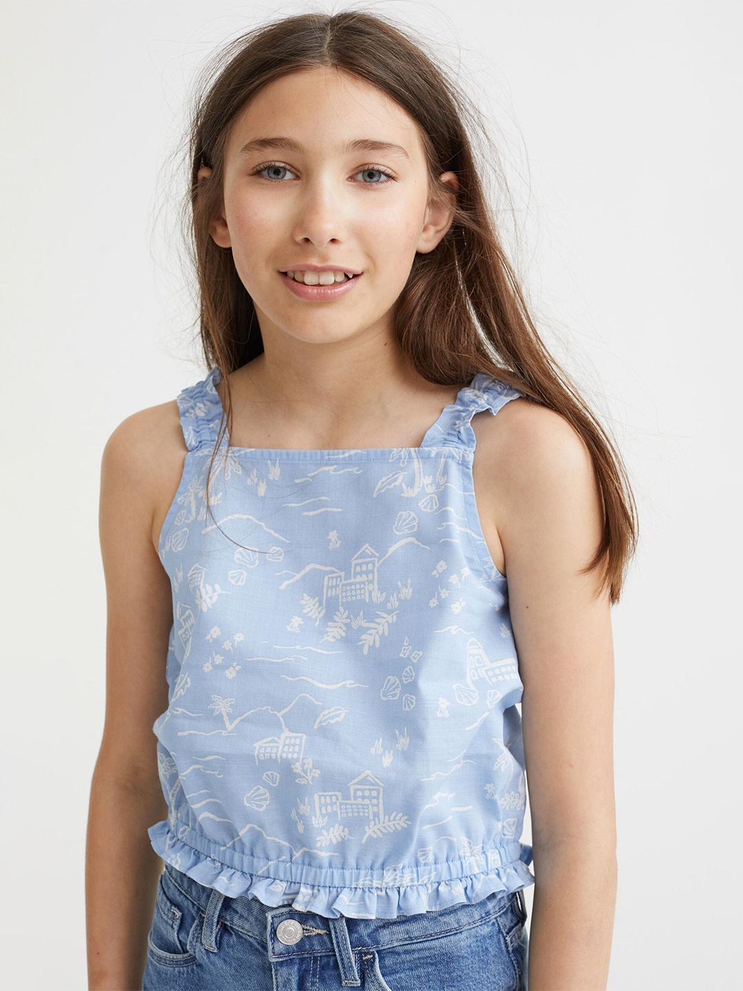 

H&M Girls Blue Cropped Sleeveless Top