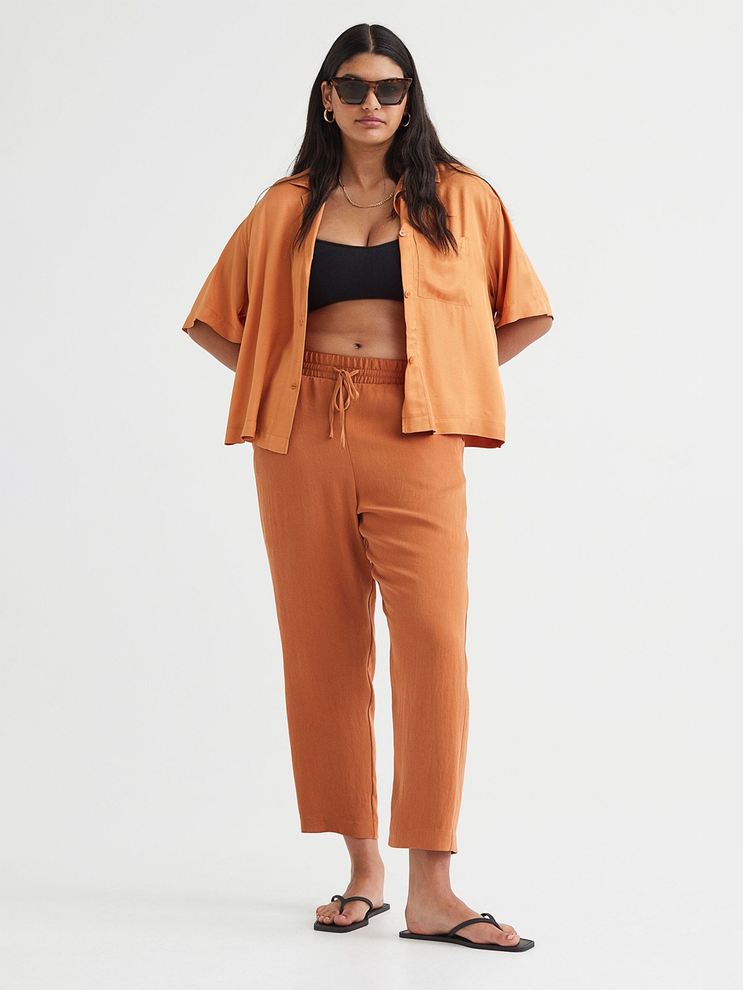 

H&M Women Orange Oversized resort shirt