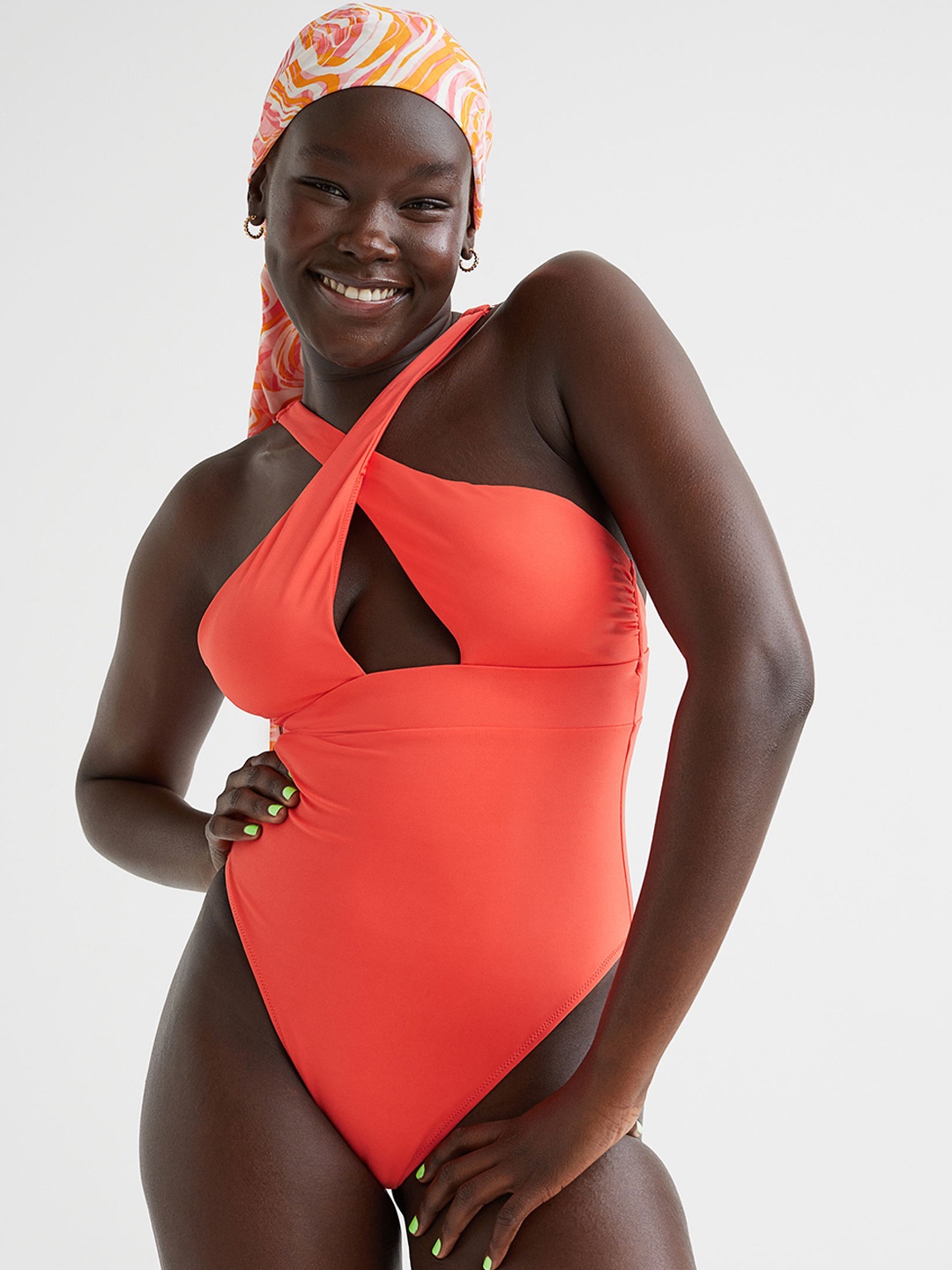 

H&M Women Red High Leg Shaping Swimsuit