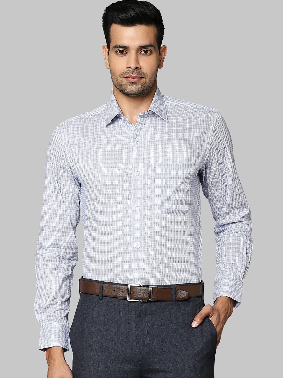 

Raymond Men Blue Checked Formal Shirt