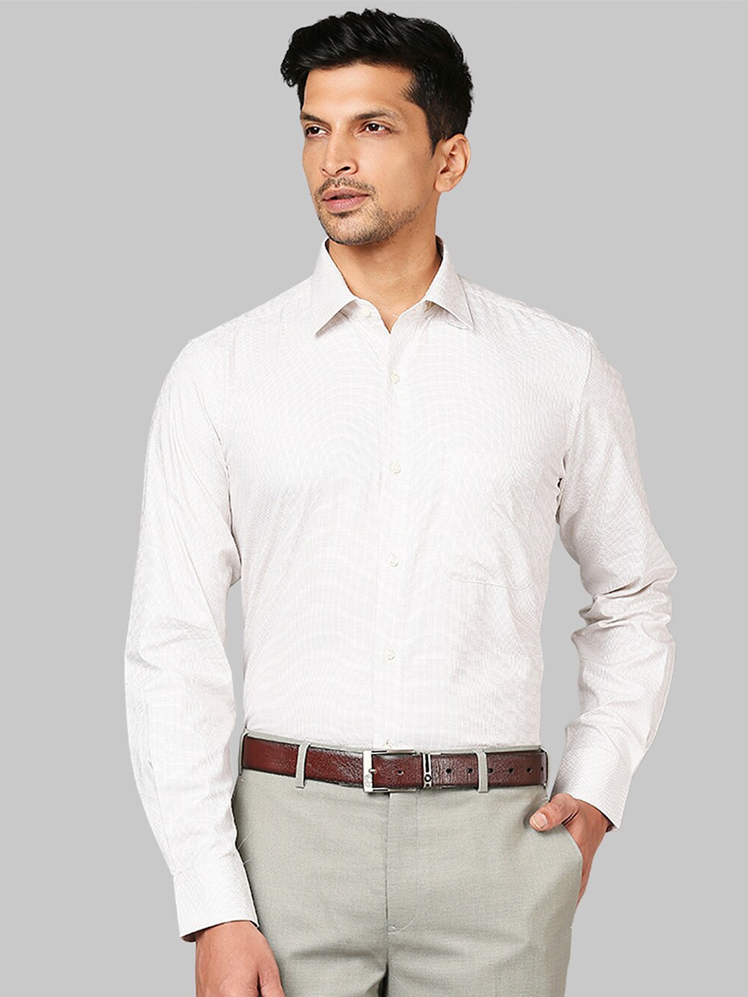 

Raymond Men Beige Printed Formal Shirt