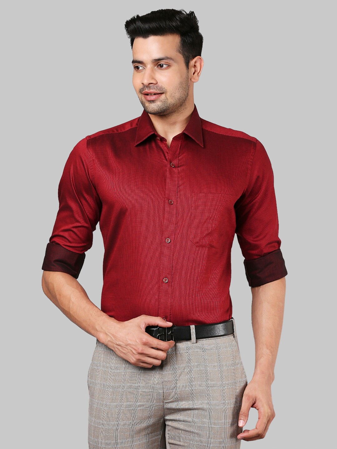 

Raymond Men Maroon Party Shirt