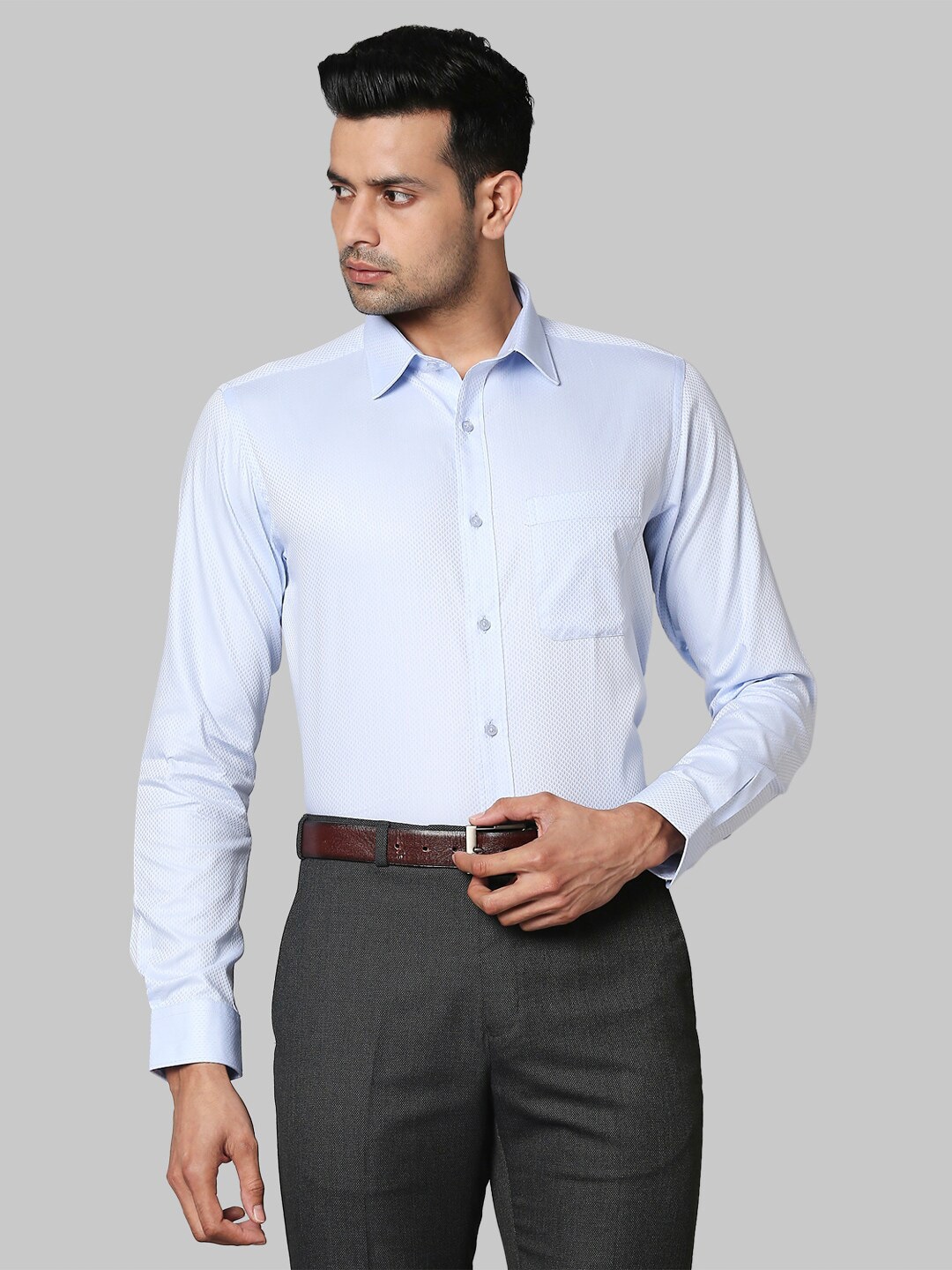 

Raymond Men Blue Slim Fit textured Formal Shirt