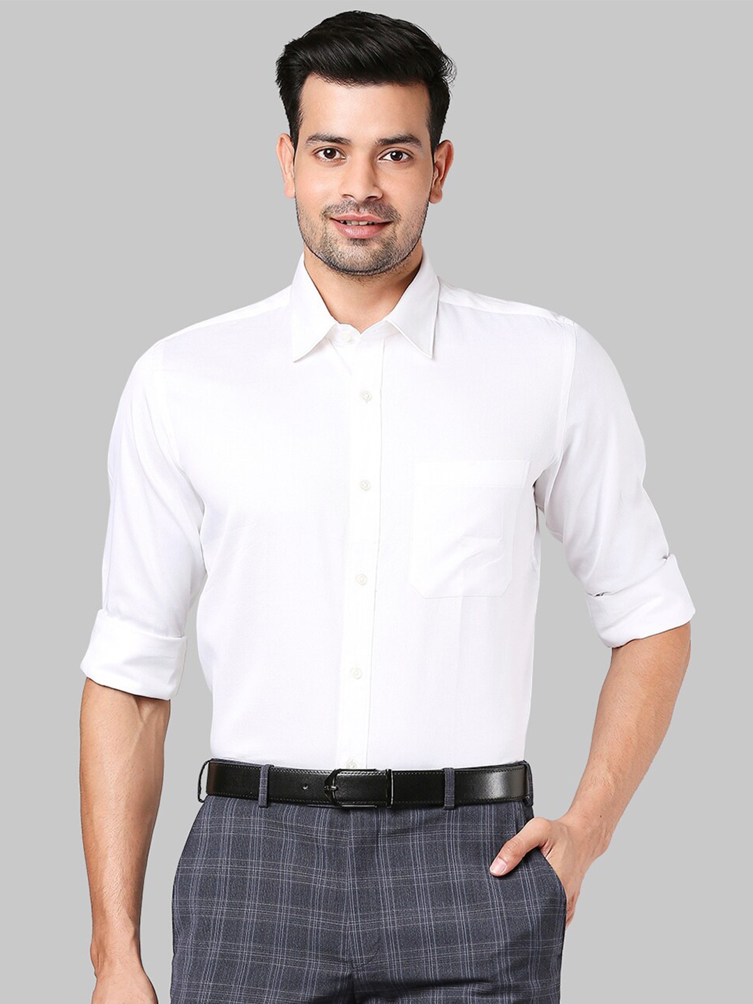 

Raymond Men White Solid Cotton Formal Shirts