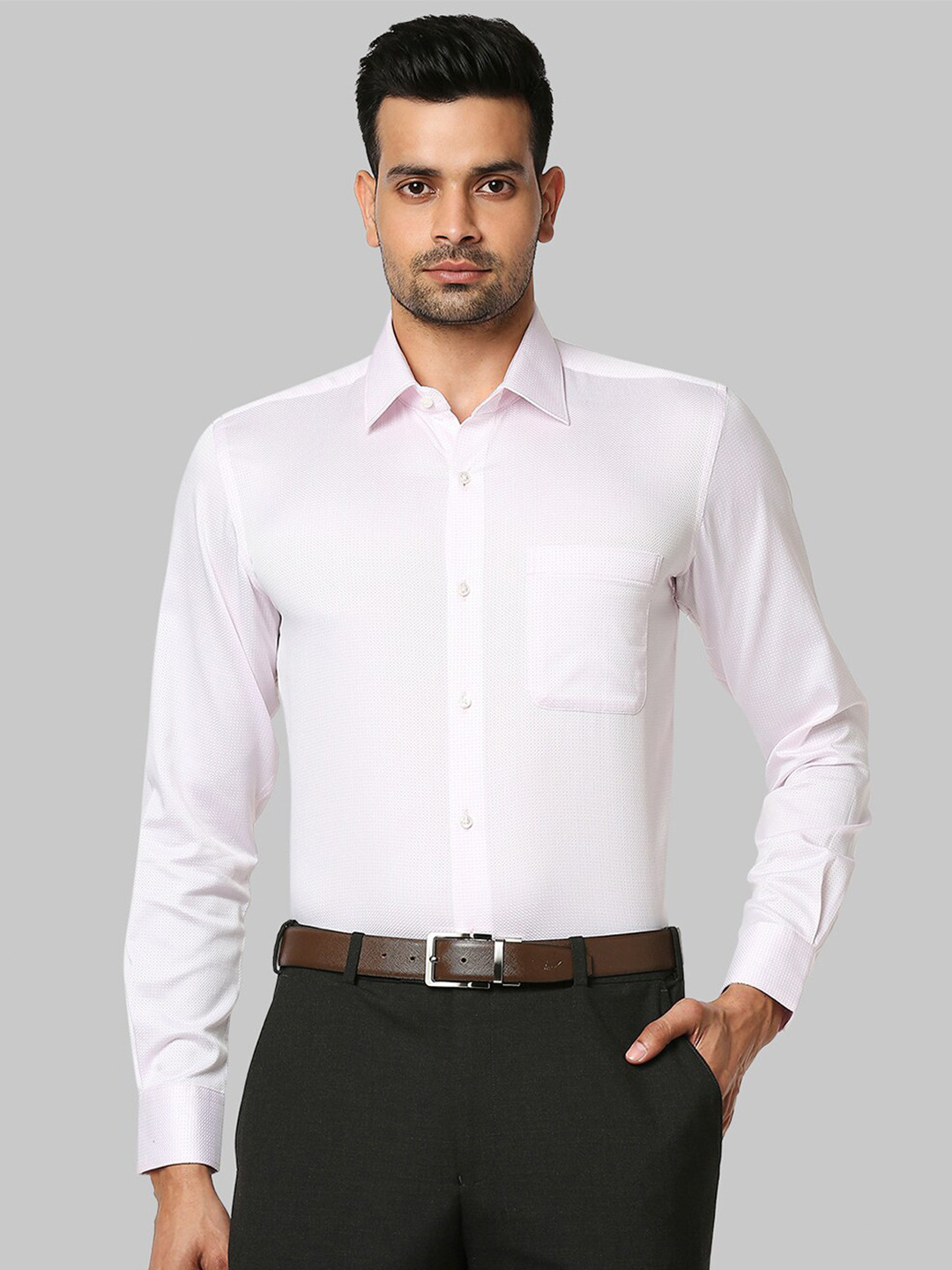 

Raymond Textured Self Design Cotton Formal Shirt, Pink