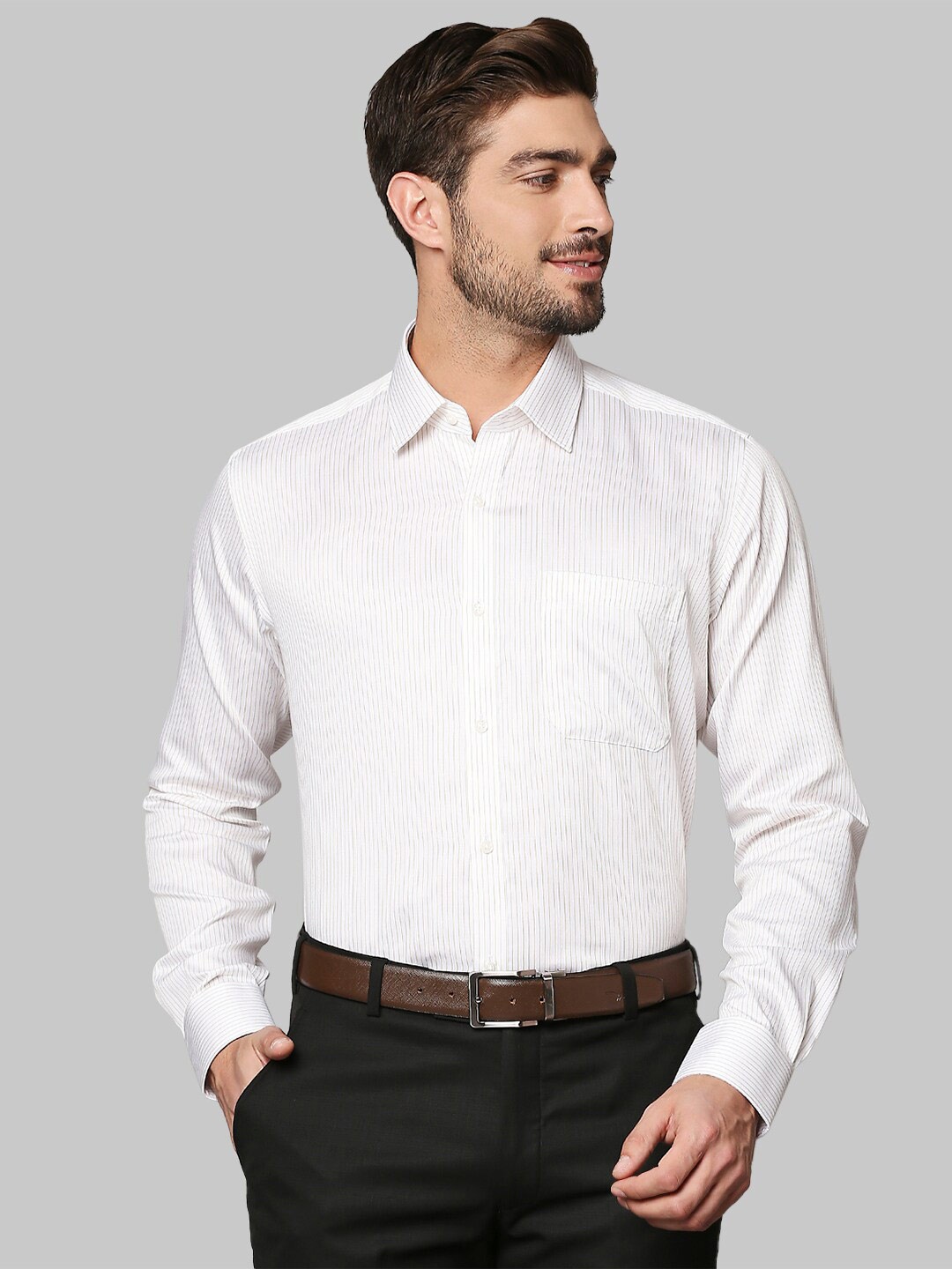 

Raymond Men White Striped Formal Shirt