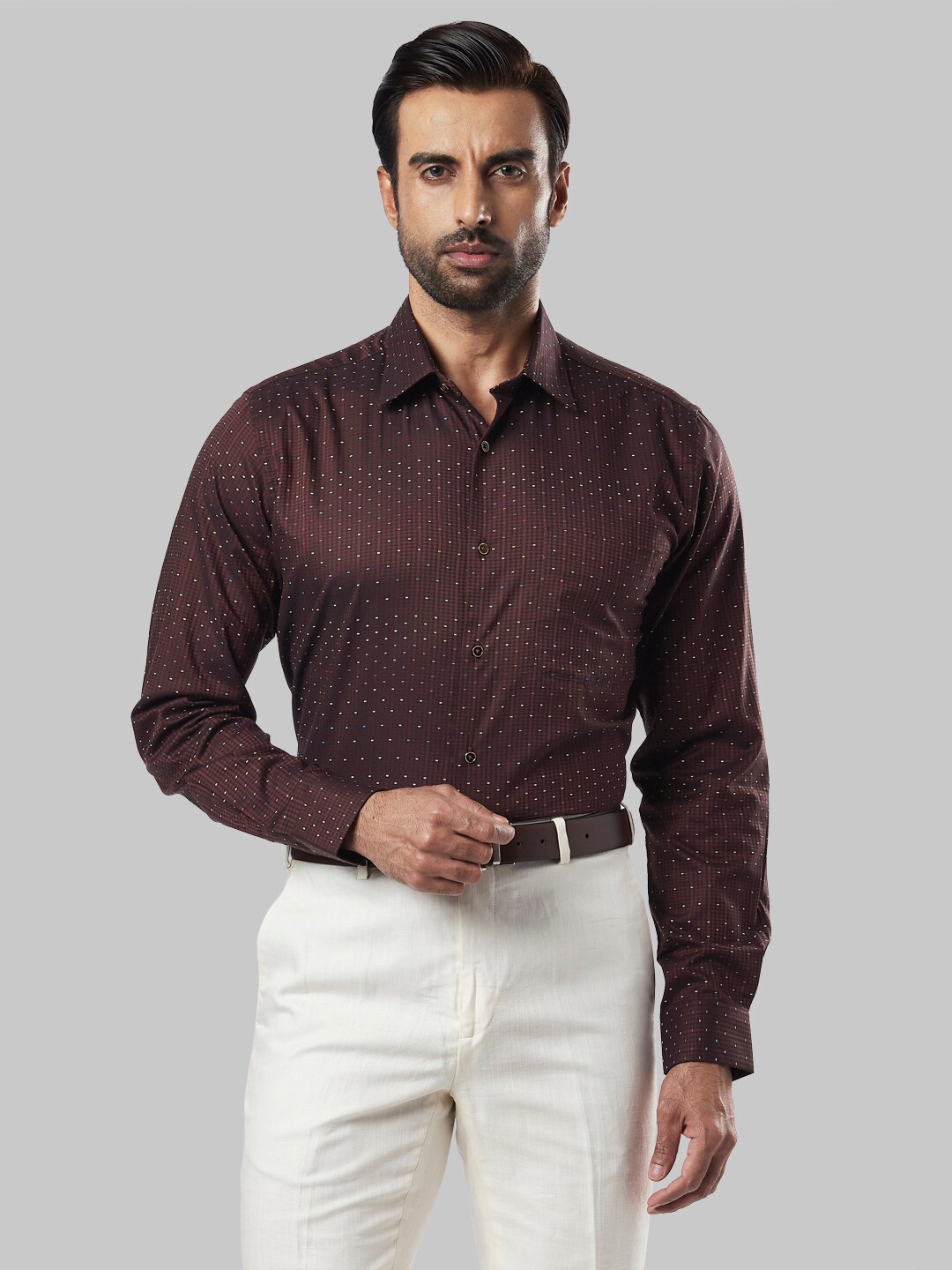 

Raymond Men Brown Printed Cotton Formal Shirts