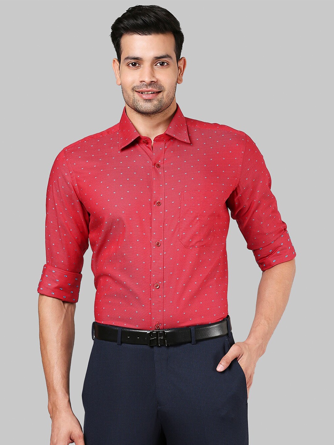 

Raymond Men Red Printed Cotton Formal Shirts