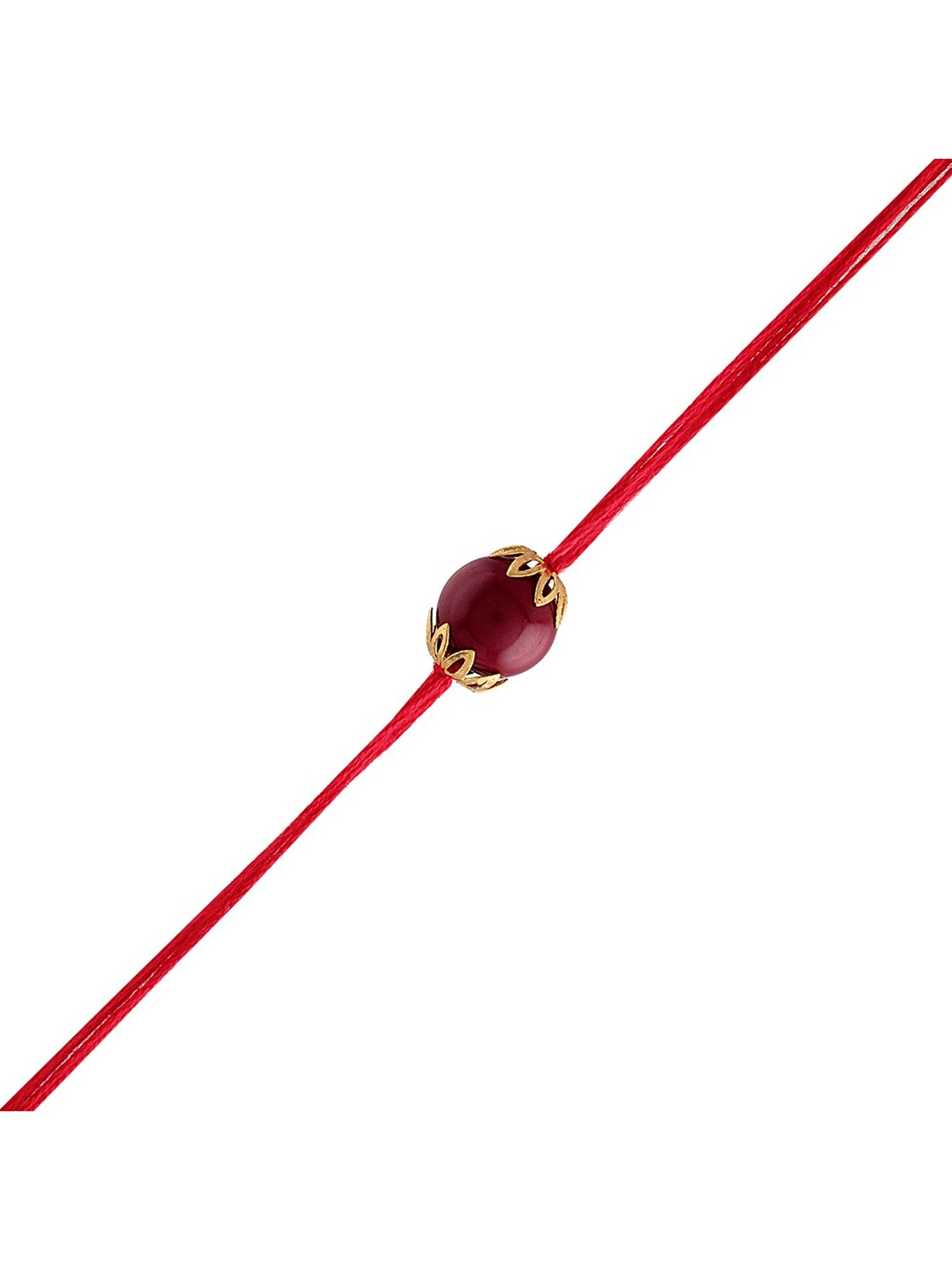 

I Jewels Maroon & Gold Toned Thread Rakhi