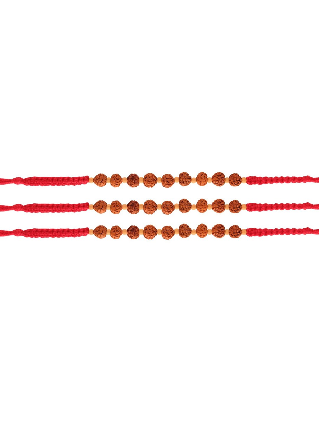 

I Jewels Set Of 3 Red Rudraksha Rakhi With A Card
