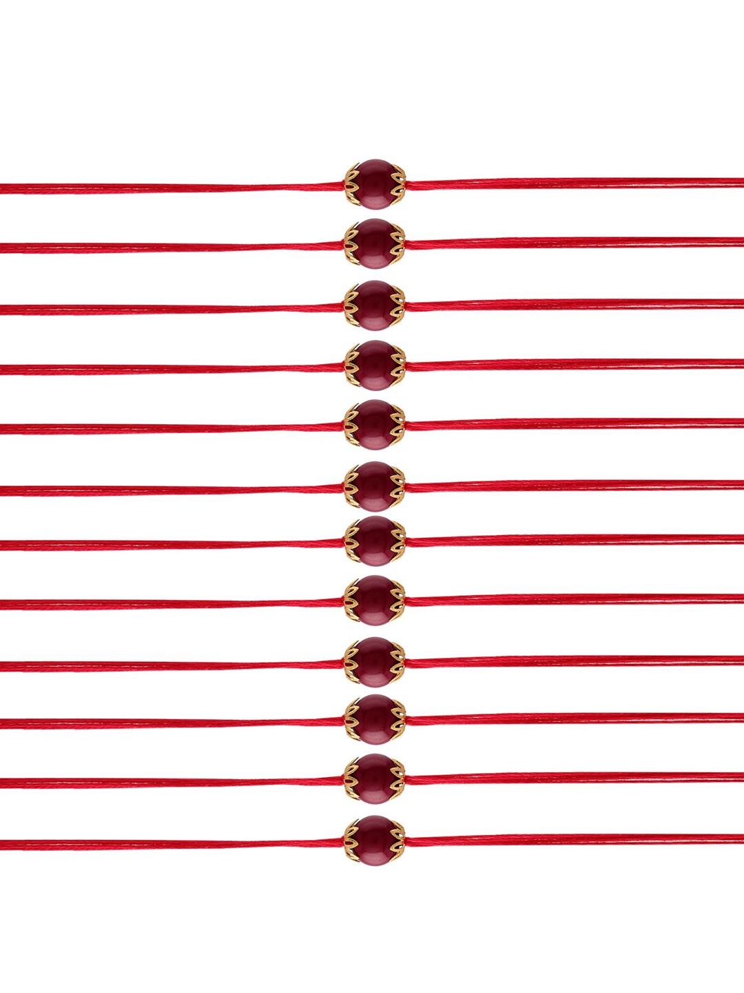 

I Jewels Set of 12 Maroon Gold-Plated Pearl Studded Rakhi