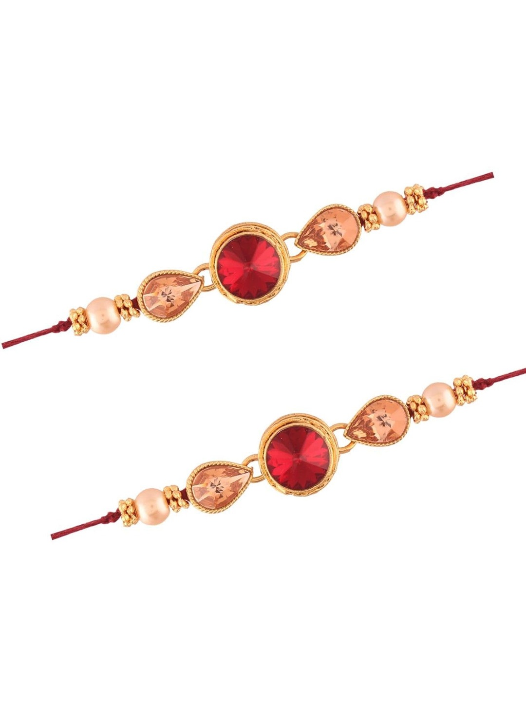 

I Jewels Pack Of 2 Gold Plated Stone Studded Rakhi