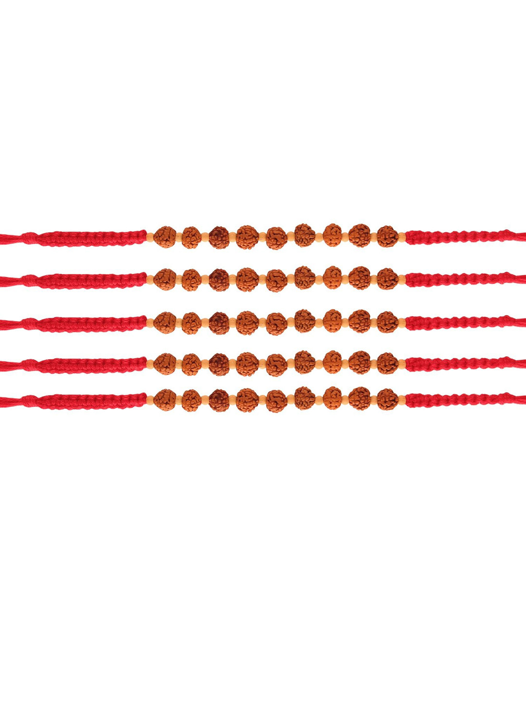 

I Jewels Pack of 5 Red Beaded Thread Rakhi