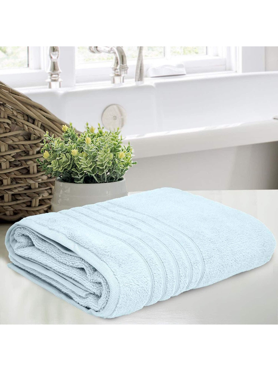 

haus & kinder Blue Solid Pure Cotton 600 GSM Bath Towels