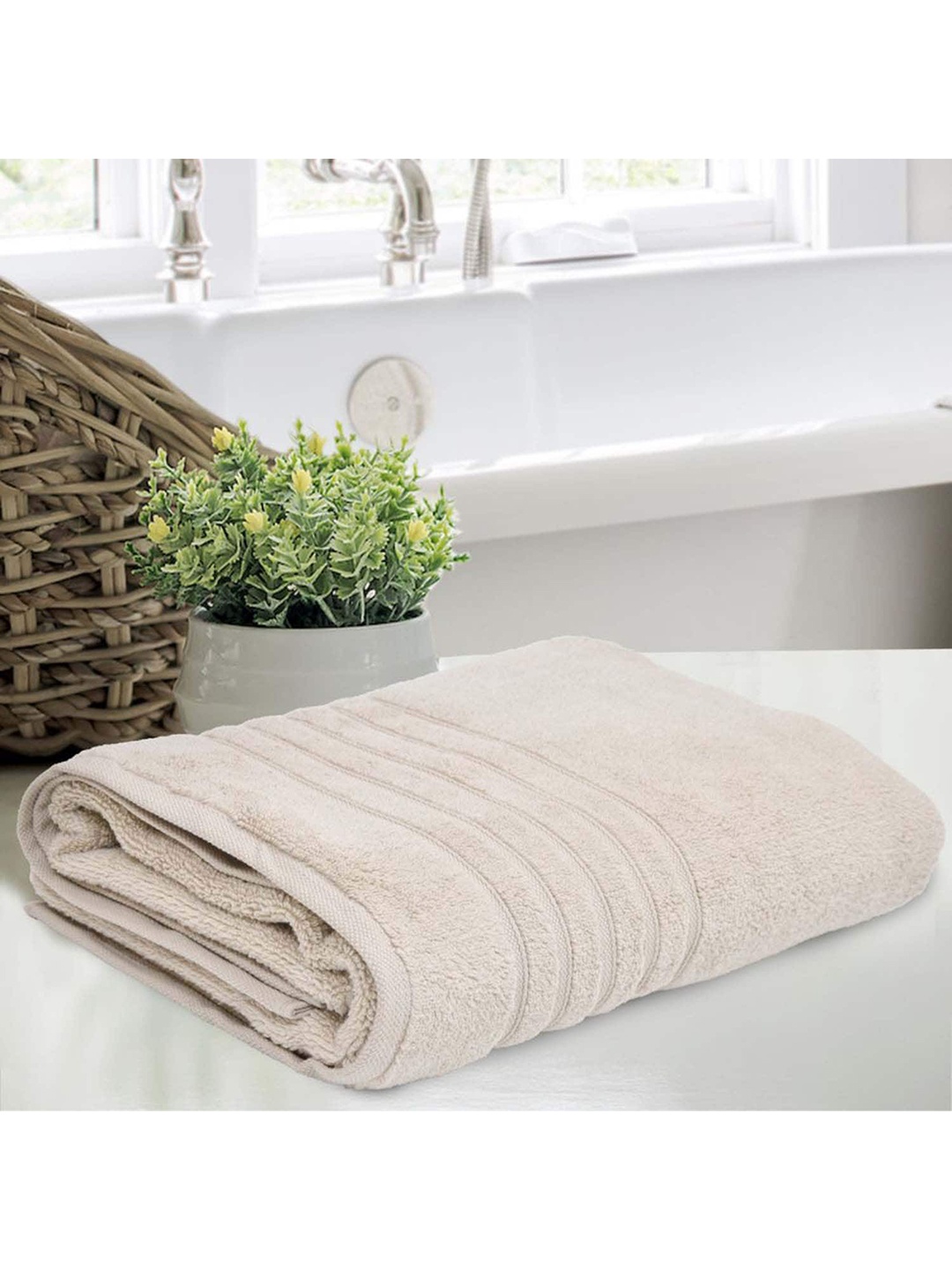 

haus & kinder Beige Solid Pure Cotton 600 GSM Bath Towels