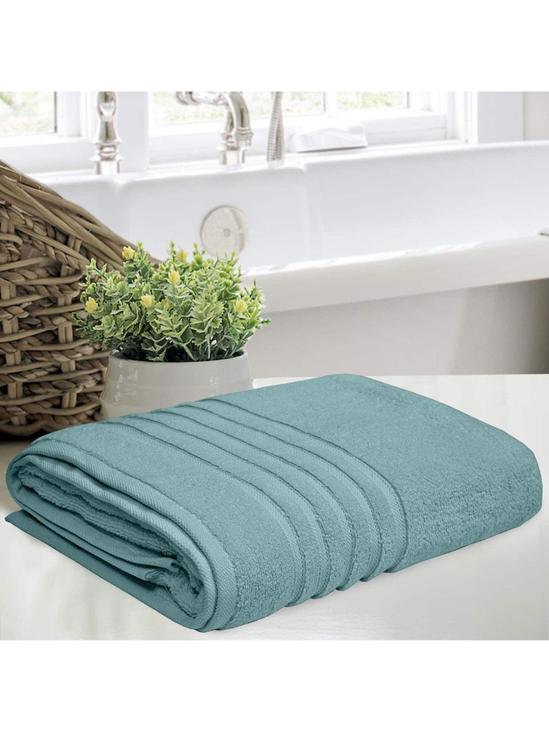 

haus & kinder Teal Blue Solid Pure Cotton 600 GSM Bath Towel