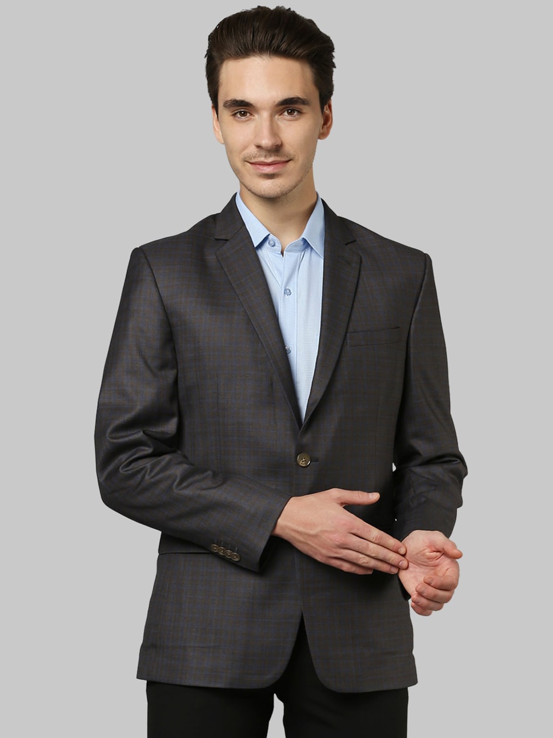 

Raymond Men Grey Checked Single-Breasted Slim-Fit 2-Piece Formal Suit